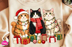 Christmas Cats PNG, Holiday Kitten Sublimation, Christmas Product Image 1