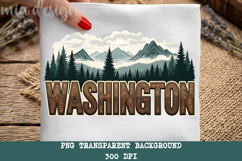 Washington PNG, Vintage Mountain Lake Forest Sublimation Product Image 1