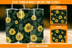 Sunflower Tumbler Wrap Designs, Sublimation Wrap Product Image 1