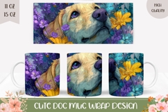 Labrador Mug Design, Labrador Dog Mug, Flowers Mug Product Image 1