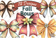 Fall Bow Clipart, Autumn Hair Bows PNG, Fall Ribbon Png Product Image 1