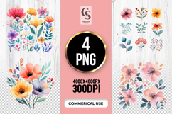 Poppy Anemone Floral Watercolor Clipart Sublimation PNG Product Image 1