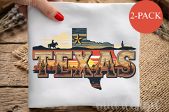 Texas State PNG, Vintage Western Sunset Sublimation Design Product Image 2