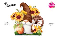 Gnome and Sunflower Watercolor Digital Clipart Product Image 1