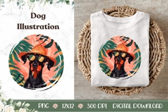 Summer Doberman Dog Illustration, Cute Doberman Dog PNG Product Image 1