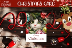 Cute Christmas Cat Greeting Card Design Product Image 1