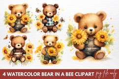 Watercolor Bear in a Bee Clipart Product Image 1