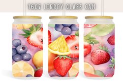 Summer Fruits Watercolor 16oz Libby Glass Can Wrap Product Image 1