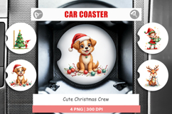Cute Christmas Crew Car Coaster Product Image 1