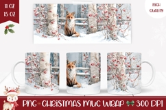 Watercolor Winter Fox Mug, Winter Forest Mug Template Product Image 1