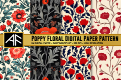 Poppy Floral Digital Paper Pattern Product Image 1