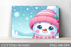 Snowman Cutting Board. Winter Cutting Board Sublimation Product Image 1
