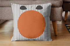 Modern Minimalist Striped Orange Circle Pillow Design Product Image 1