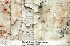 Old vintage digital paper, background clipart Product Image 1