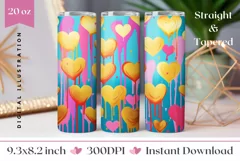 Colorful Tumbler Wrap Design, Valentine's Day Tumbler PNG Product Image 1