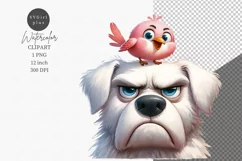 Funny clipart, Dog and bird, Joke, Birthday, Product Image 1