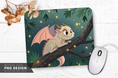 Serene Dragon Night Fireflies and Dreams Mouse Pad Design Product Image 1