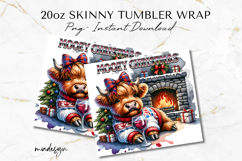 Mooey Christmas Highland Cow 20 oz Tumbler Wrap PNG Product Image 2