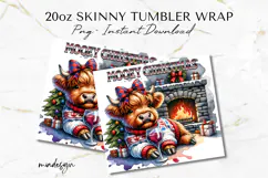Mooey Christmas Highland Cow 20 oz Tumbler Wrap PNG Product Image 2