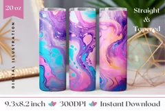 Liquid Paint Tumbler Wrap, Colorful Tumbler Sublimation PNG Product Image 1