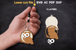 Halloween Owl Keychain SVG laser cut files for Glowforge Product Image 1