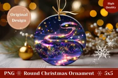 Neon Christmas Ornament, Neon Glitter Snake Ornament PNG Product Image 1