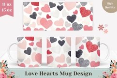 Love Mug Wrap Design, Cartoon Hearts Mug Sublimation PNG Product Image 1