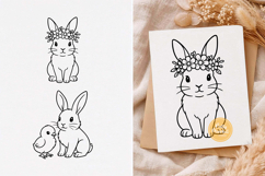 Bunny with Floral Crown svg, Bunny with Chick, Easter svg Product Image 1