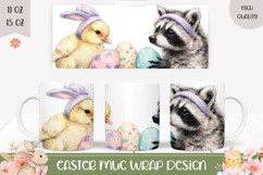 Easter Chick Mug Design, Cartoon Raccoon Mug Sublimation Product Image 1