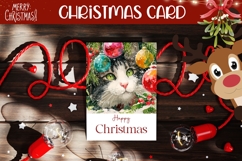 Cute Christmas Cat Greeting Card, Winter Cat Greeting Card Product Image 1