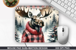 Moose Mouse Pad Sublimation, Christmas Mouse Pad PNG Product Image 1