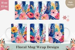 Watercolor Flowers Mug Wrap Design, Floral Mug Sublimation Product Image 1