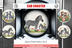 Car Coaster Zebra Embroidery Product Image 1