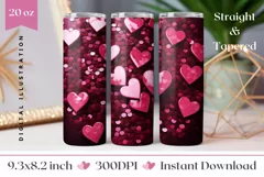 3D Love Hearts Tumbler Template, Valentine's Day Tumbler Product Image 1