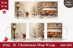 Watercolor Christmas City Mug Template, Coffee Christmas Mug Product Image 1