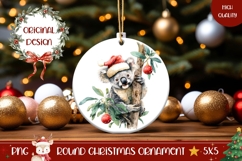 Watercolor Christmas Koala Ornament PNG, Winter Ornament Product Image 1