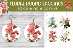 Flowers Round Earring Designs, Nature Earring Sublimation Product Image 1