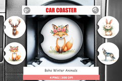Boho Winter Animals Car Coaster Product Image 1