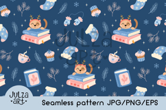 Winter Books Seamless Pattern, Cozy Bookish Background Product Image 1