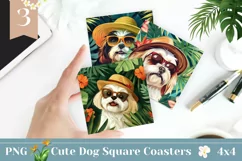 Summer Dog Square Coasters PNG, Shih Tzu Dog Square Coaster Product Image 1