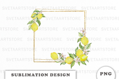 Watercolor Lemons Gold Frame png Product Image 1