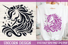 Elegant Unicorn Silhouette SVG | Fantasy Floral Sparkle Product Image 1