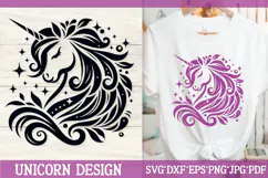 Elegant Unicorn Silhouette SVG | Fantasy Floral Sparkle Product Image 1