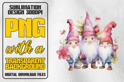 Summer Gnomes Watercolor Sublimation PNG, Flower Watercolor Product Image 1