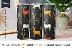Deer Tumbler Wrap Design, Deer Sublimation Tumbler Template Product Image 1