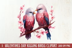 Valentine Kissing Birds Clipart, Valentine Couplet Product Image 1