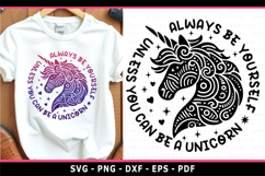 Zentangle mandala unicorn, Inspirational quotes SVG, animals Product Image 1
