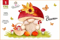 Watercolor autumn gnome mushroom, autumn gnome, Autumn Product Image 1