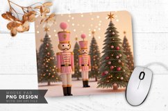 Festive Nutcracker Soldiers with Christmas Trees Mouse Pad Product Image 1