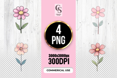Cute Pink Floral Daisy Clipart Sublimation PNG Product Image 1